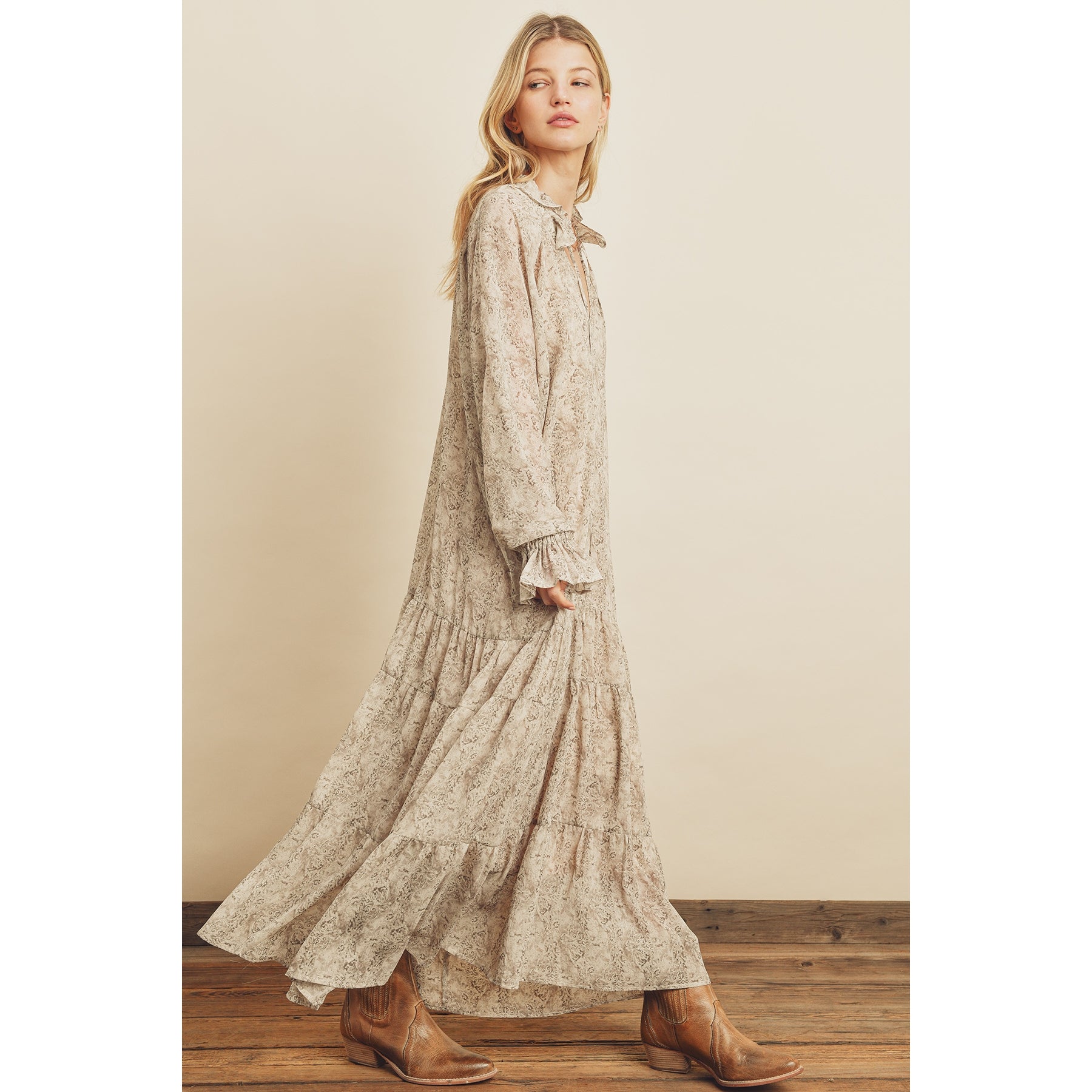 Ash Boho Chiffon Flowy Maxi Dress - Wild Luxe Boutique