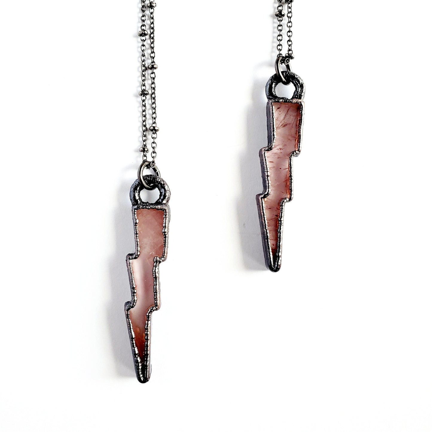 Rose Quartz Lightning Bolt Necklace - Wild Luxe Boutique