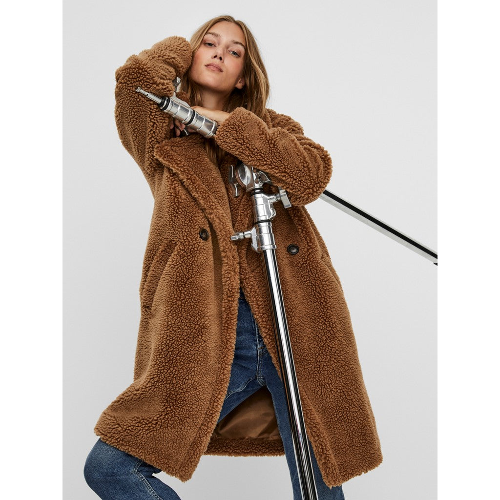 Vero Moda Tobacco Brown Teddy Coat - Wild Luxe Boutique