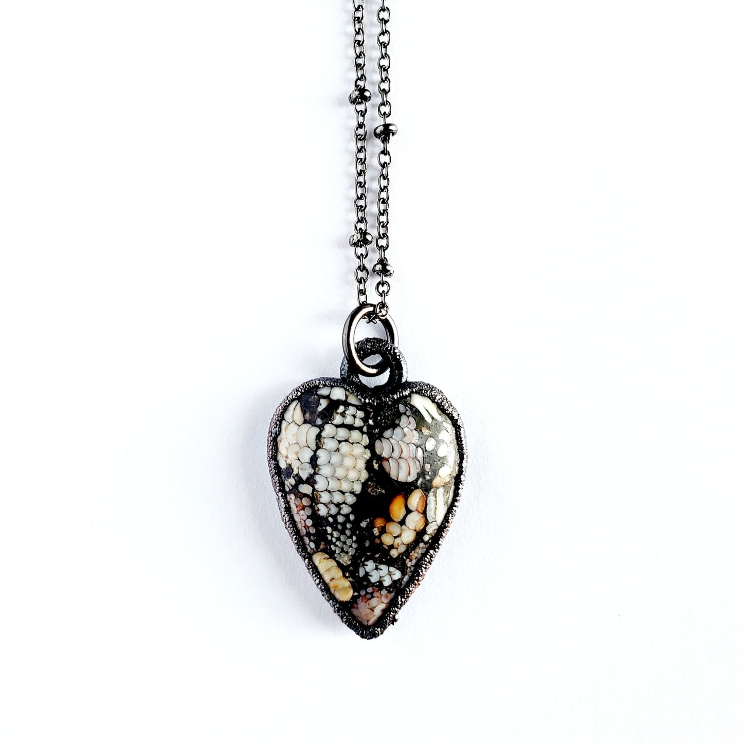 Rare Snakeskin Agate Heart Necklace - Wild Luxe Boutique