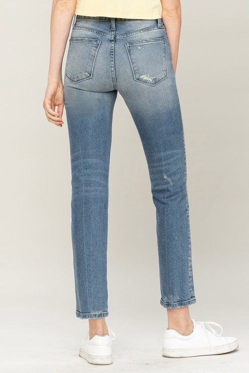Savannah High Rise Distressed Slim Ankle Straight Denim - Wild Luxe Boutique