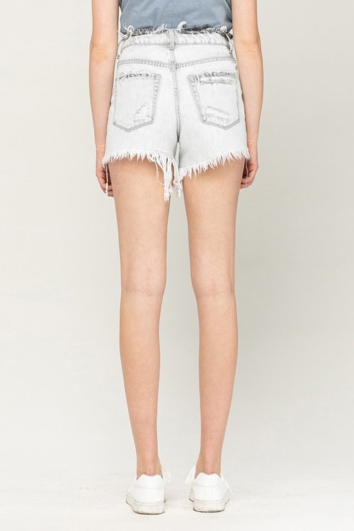 Aurora Super High Rise Distressed Raw Waistband Shorts - Wild Luxe Boutique