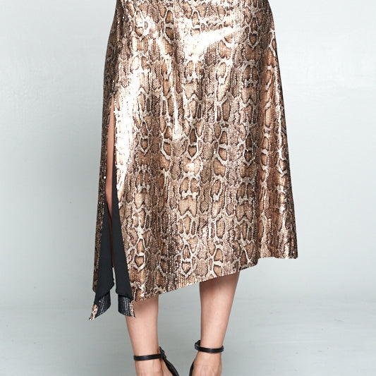 Snake Sequin Print Skirt - Wild Luxe Boutique