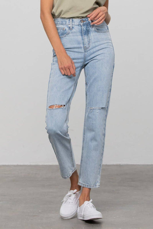 Ivy High Waist Ripped Tapered Jeans