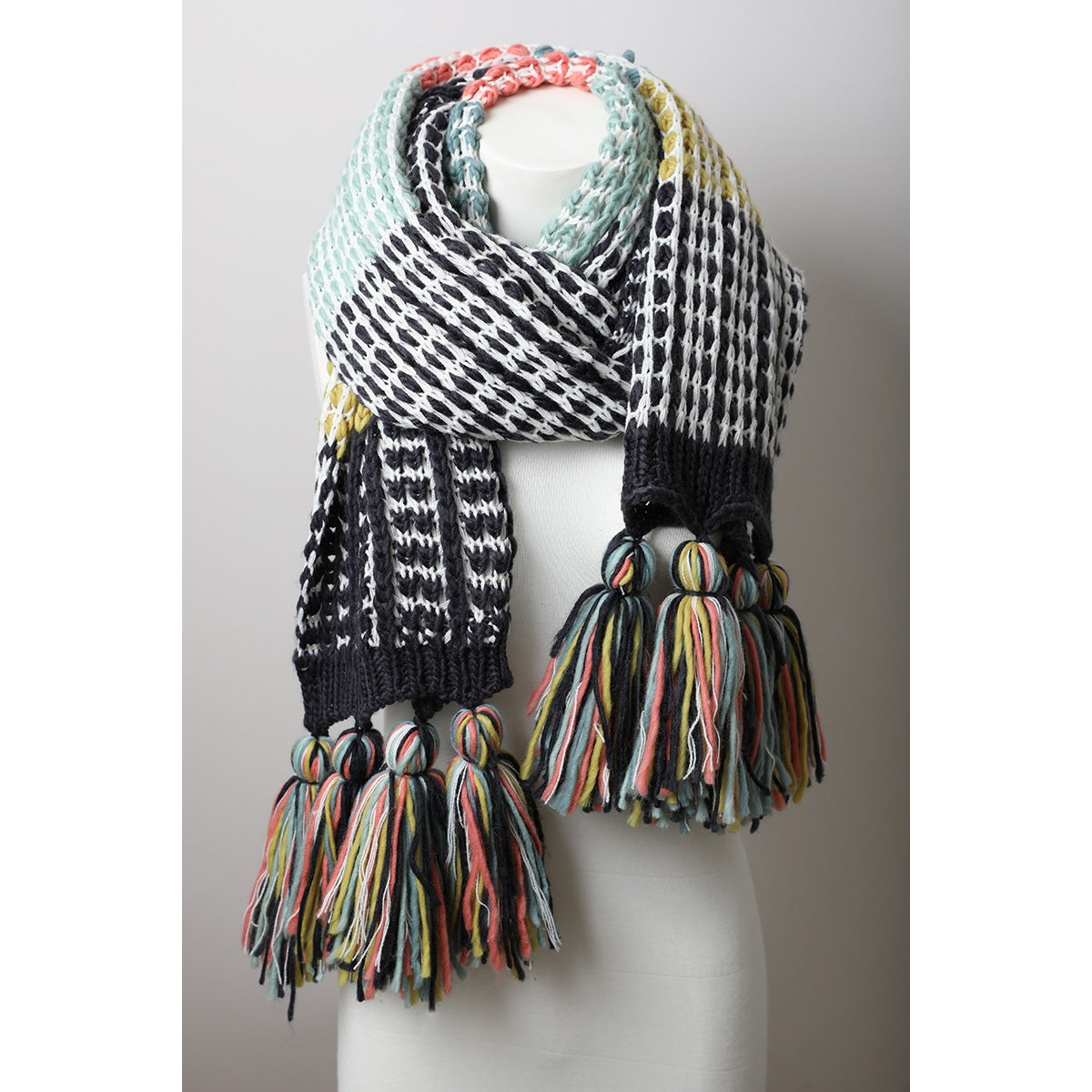 Colorblock Contrast Knit Oversized Scarf - Wild Luxe Boutique