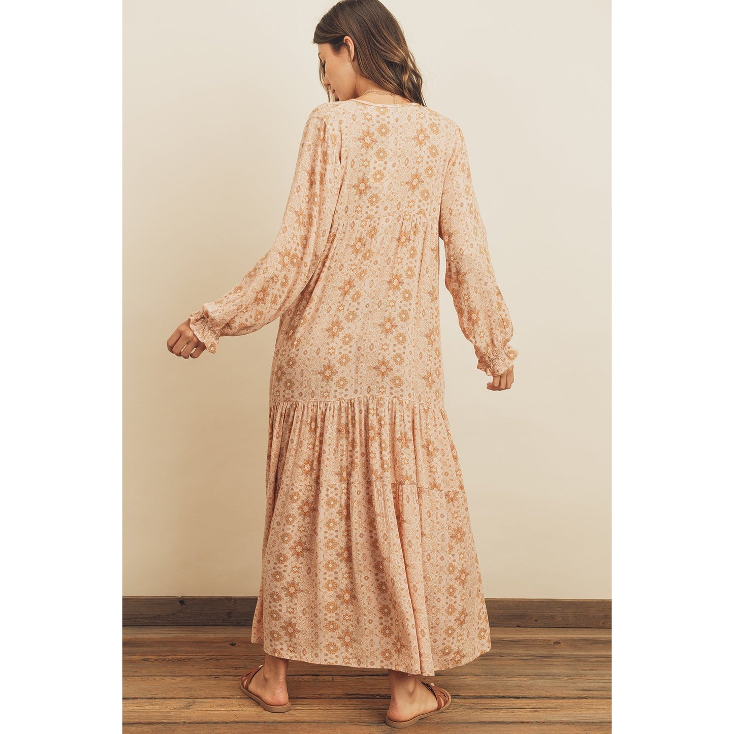 Mauve Ethnic Print Boho Flowy Maxi Dress - Wild Luxe Boutique