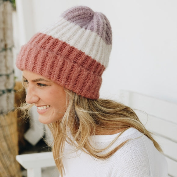 Color Block Knit Beanie - Wild Luxe Boutique