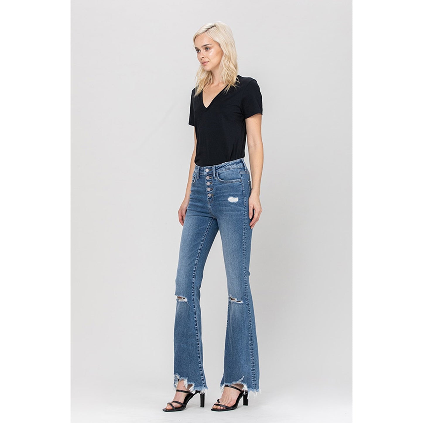 Serenity High Waisted Distressed Flare Jeans - Wild Luxe Boutique