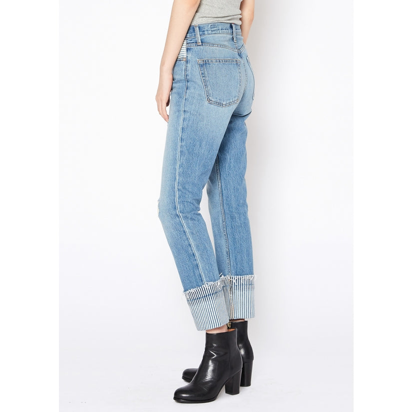 NOEND Premium Denim Eve Slim Straight Striped Cuffed Jeans - Wild Luxe Boutique