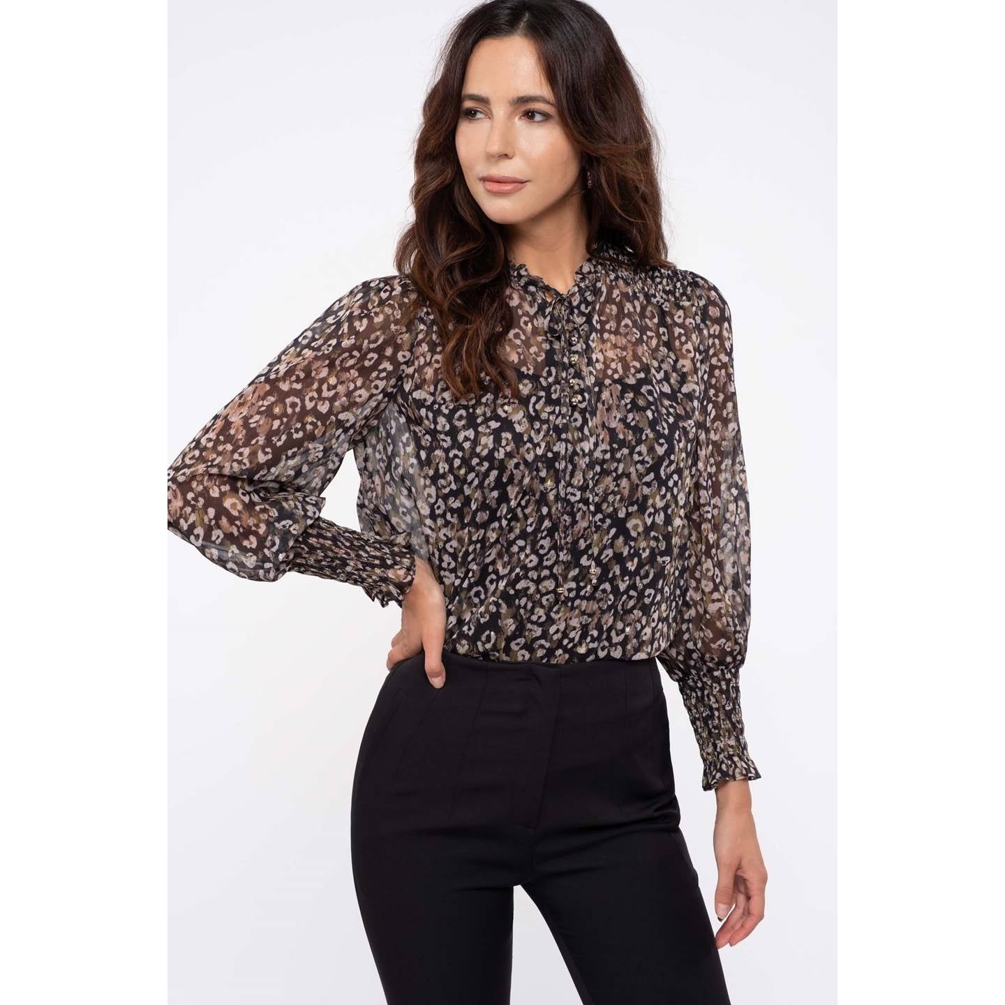 Black Sheer Leopard Print Blouse - Wild Luxe Boutique