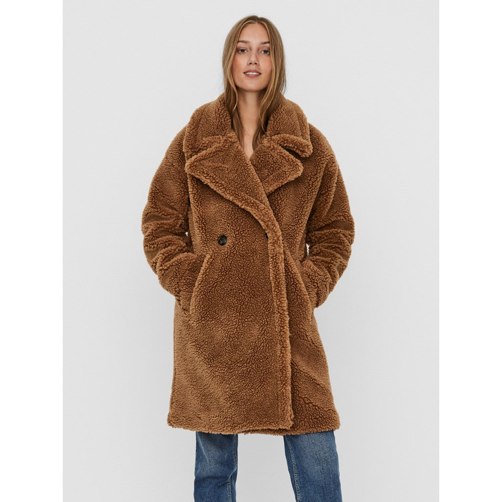 Vero Moda Tobacco Brown Teddy Coat - Wild Luxe Boutique