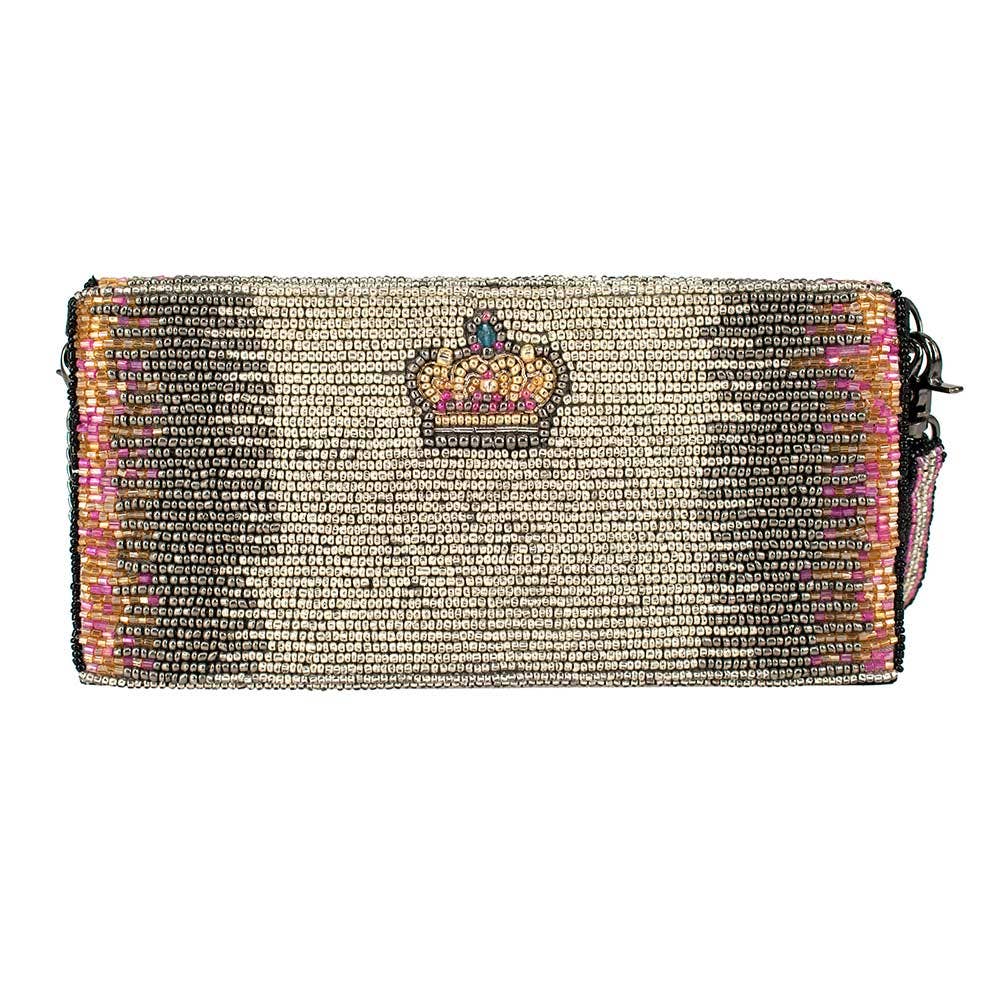Mary Frances Queen Bee Beaded Crossbody Wallet
