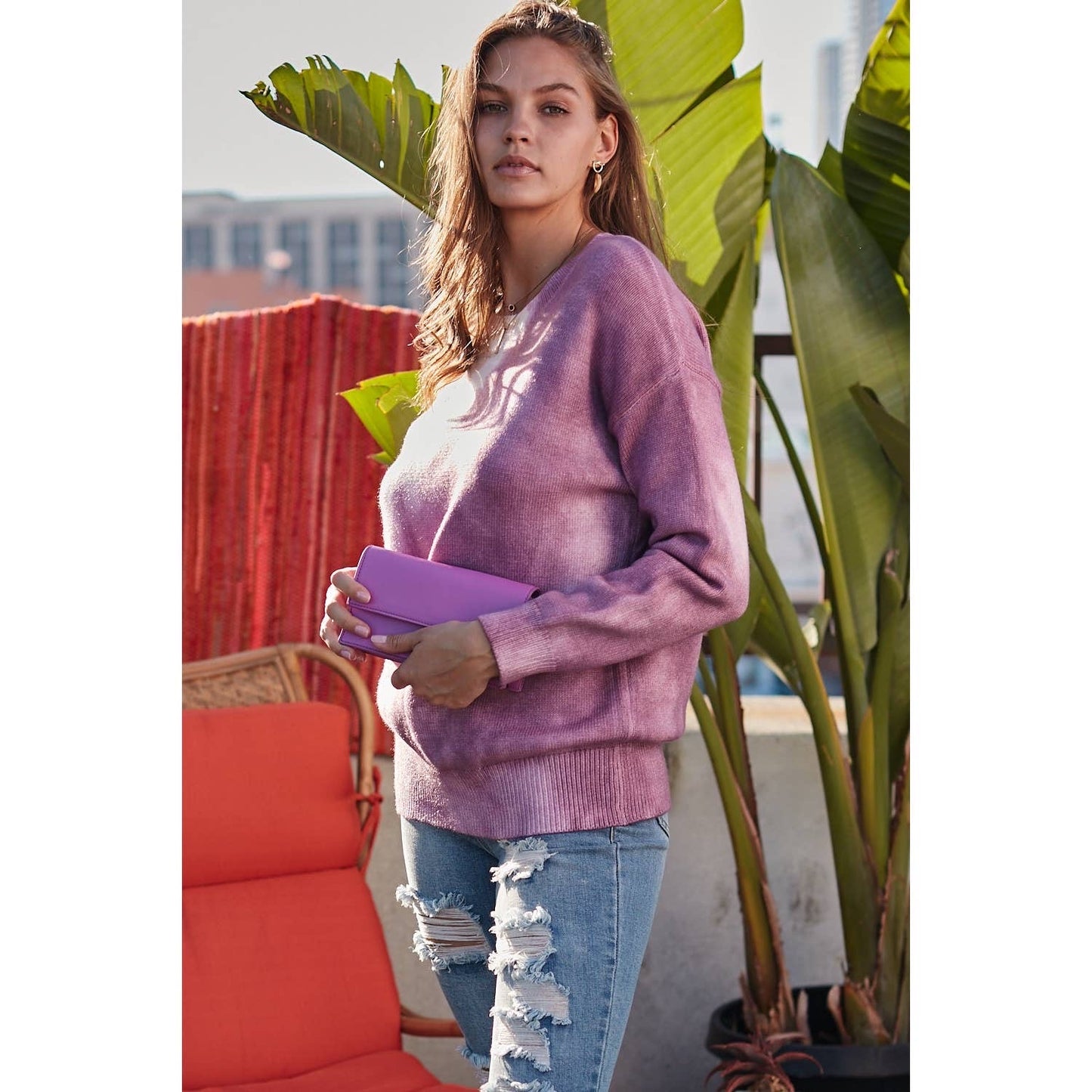 Dusty Lavender Tie Dye Sweater - Wild Luxe Boutique