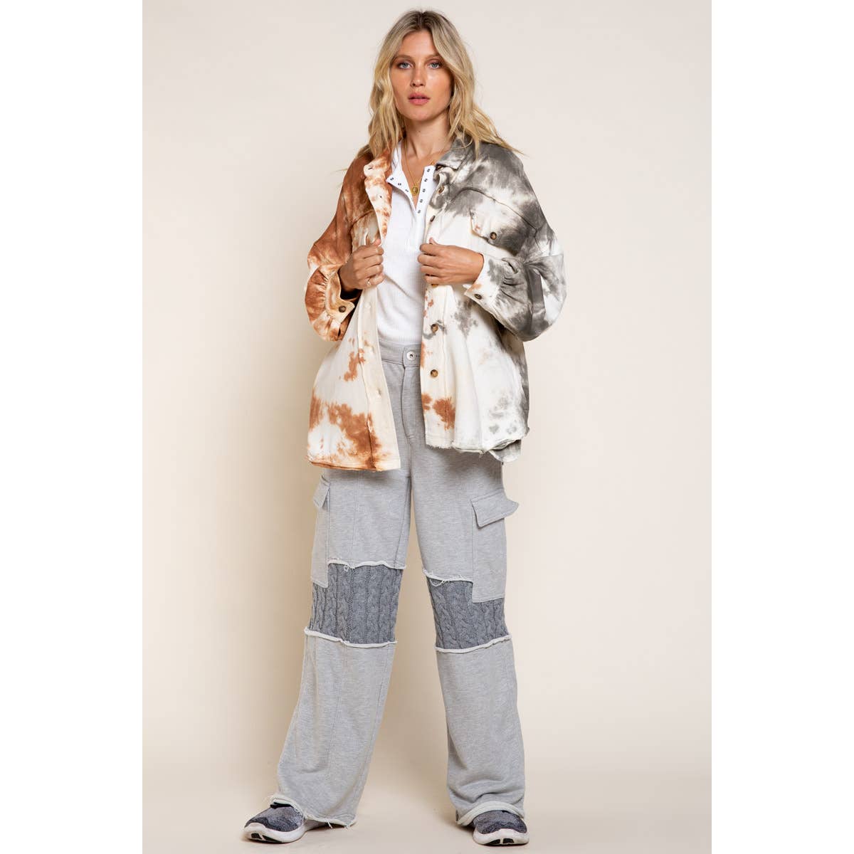 Tie Dye Utility Jacket in Toasted Coffee - Wild Luxe Boutique