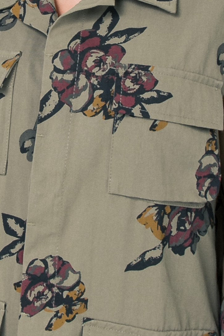 Floral Print Cargo Jacket - Wild Luxe Boutique