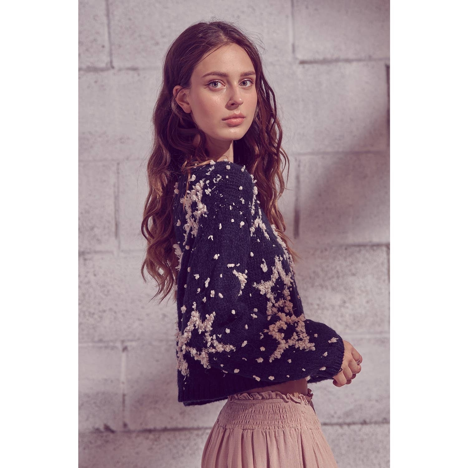Storia 3D Fuzzy Star Cropped Sweater - Wild Luxe Boutique