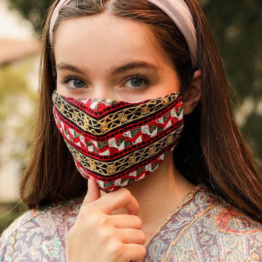 Idyllic Pattern Embroidered Face Mask - Wild Luxe Boutique