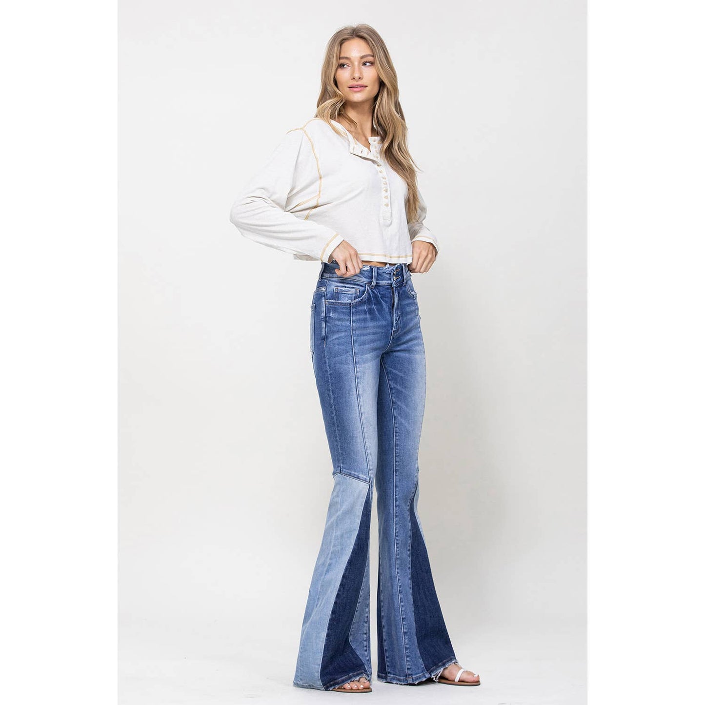 Bonnie Paneled Super Flare Jeans - Wild Luxe Boutique