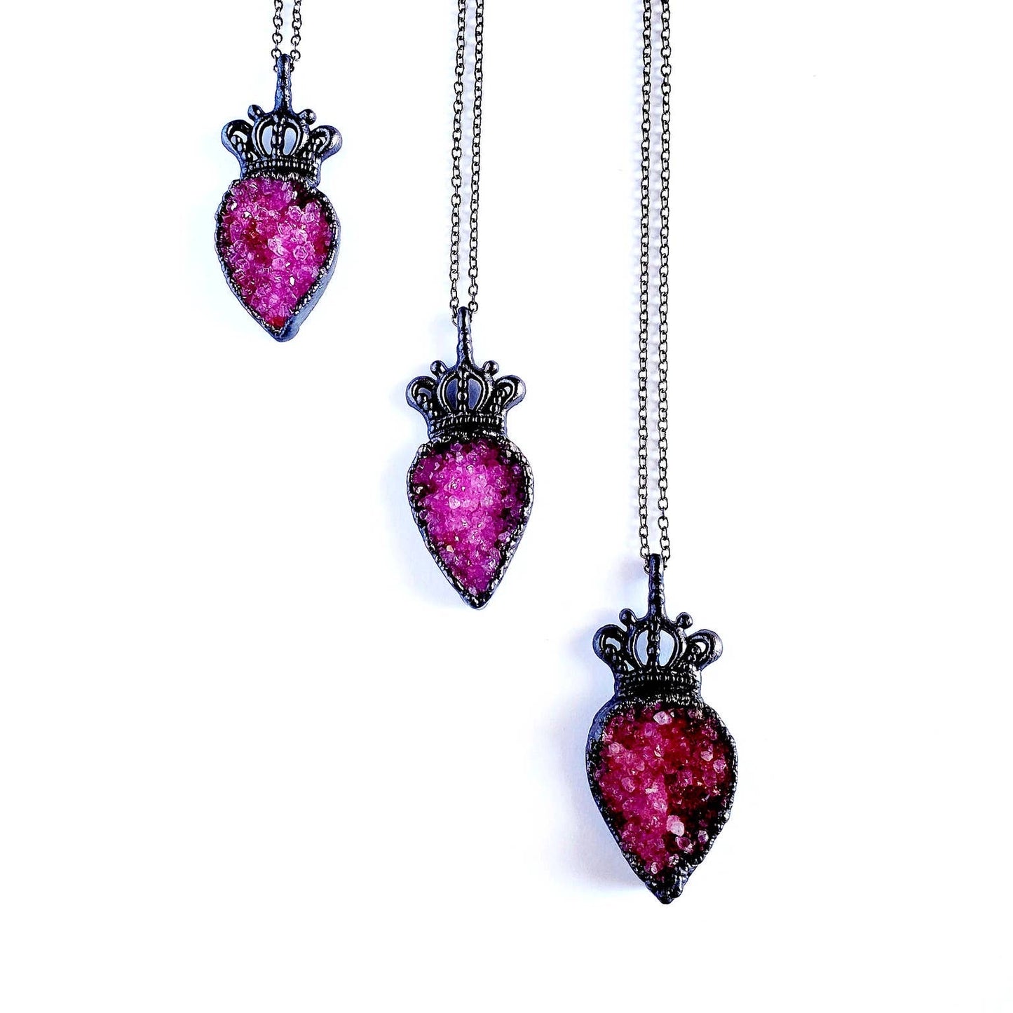Pink Druzy Crown Necklace - Wild Luxe Boutique