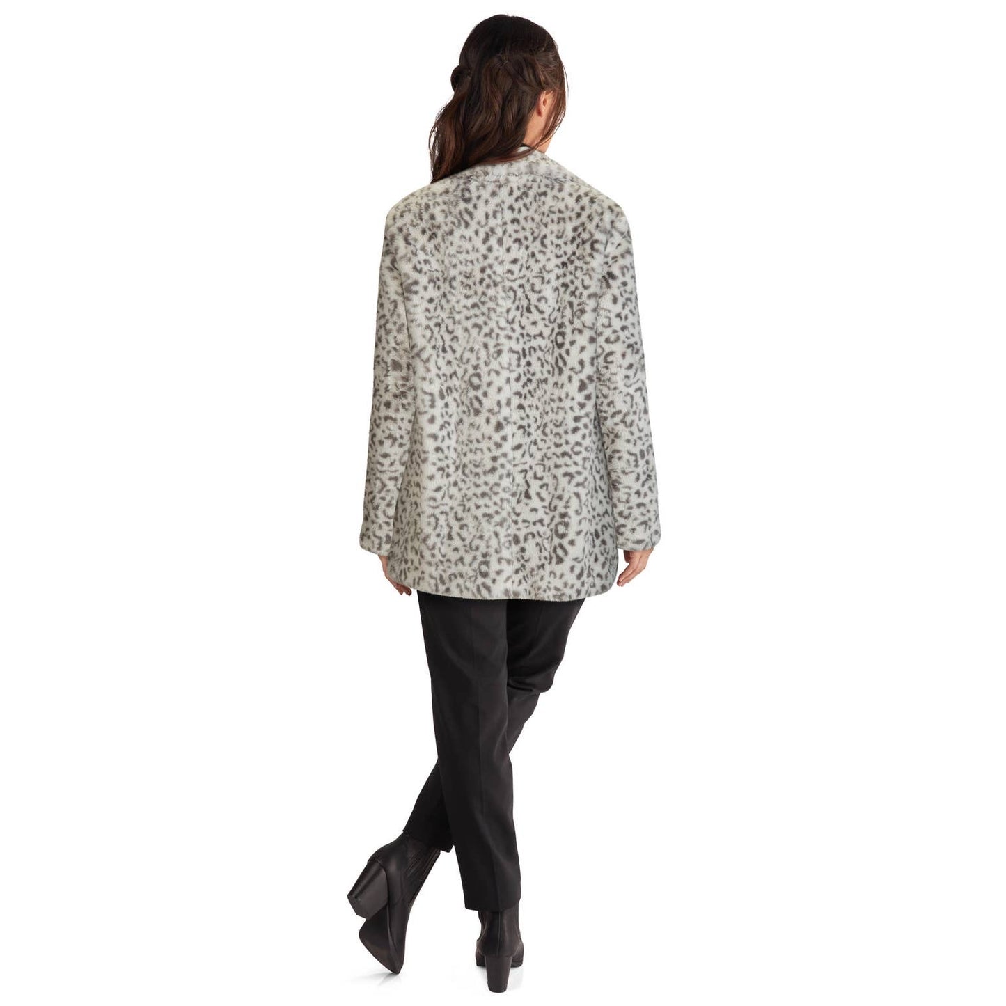 Kenneth Cole Button-Front Leopard Faux Fur Coat with Standing Collar - Wild Luxe Boutique