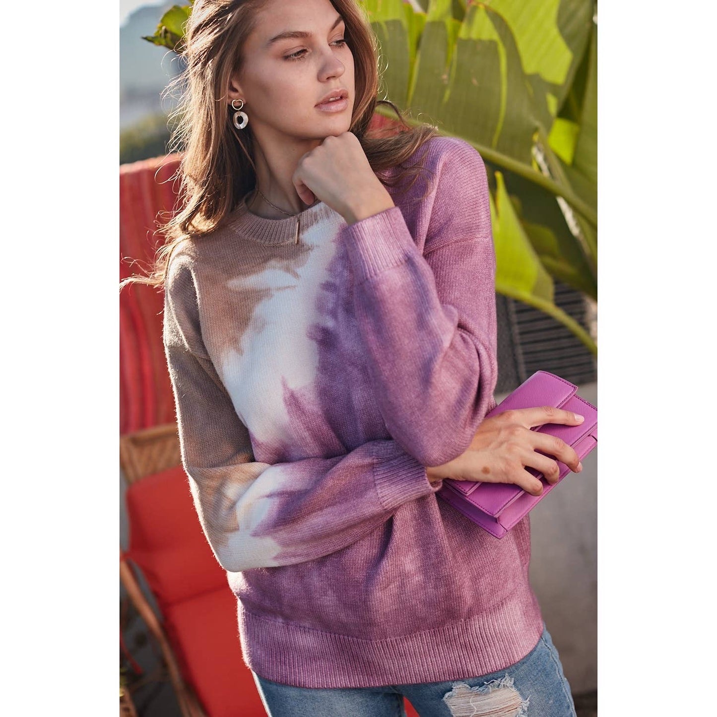 Dusty Lavender Tie Dye Sweater - Wild Luxe Boutique
