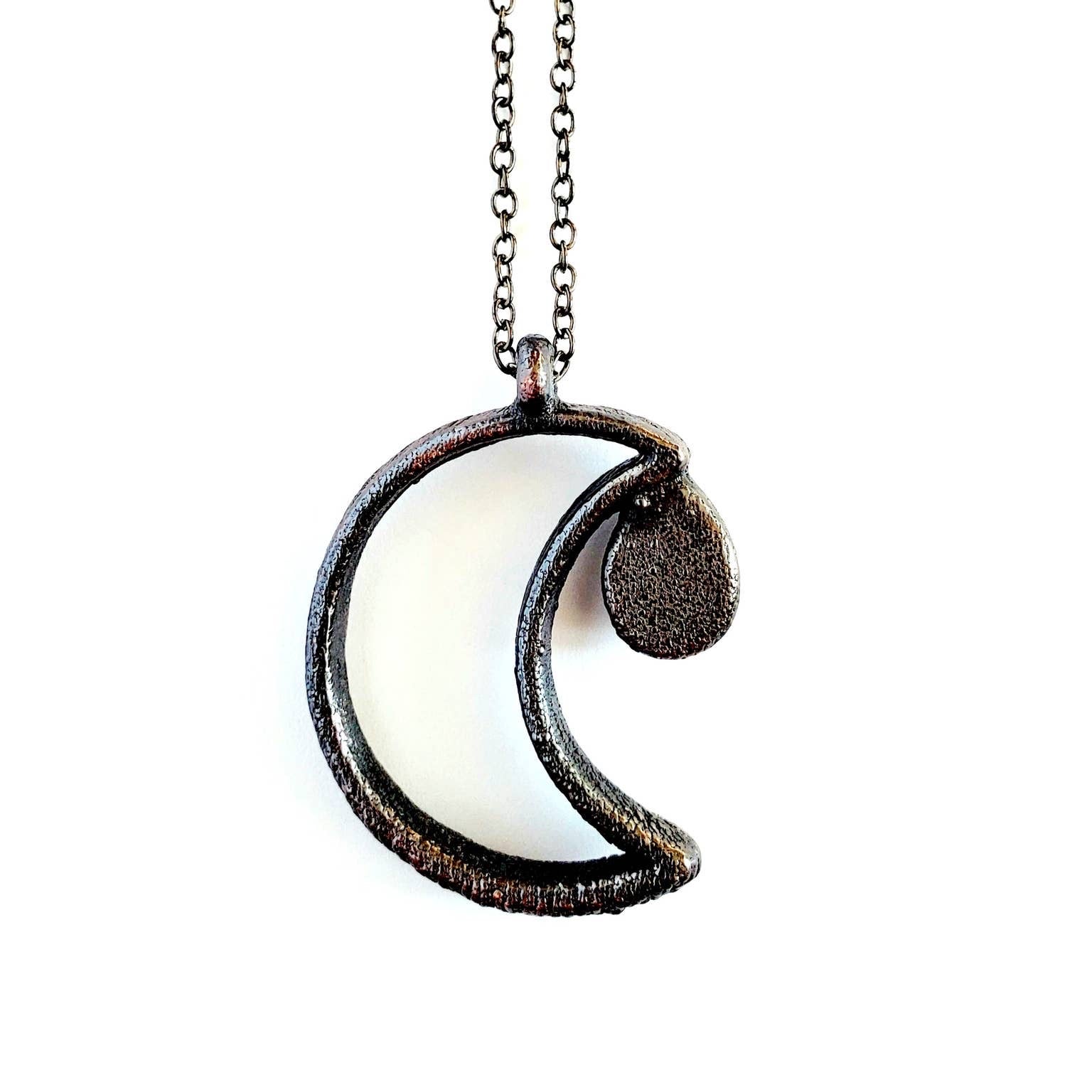 Rainbow Moonstone & Lunar Moon Silhouette Necklace - Wild Luxe Boutique