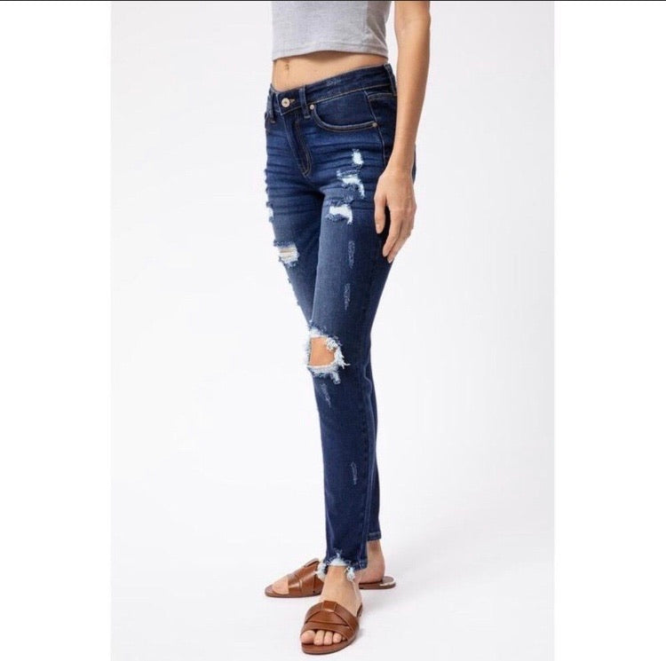 Opal Mid-Rise Super Skinny Distressed Jeans - Wild Luxe Boutique