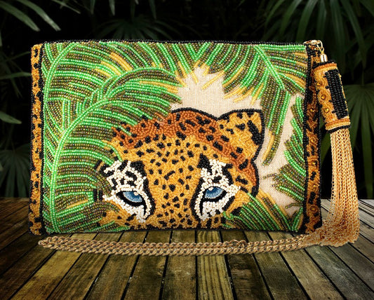 Mary Frances “Safari Beaded Leopard” Crossbody Clutch - Wild Luxe Boutique