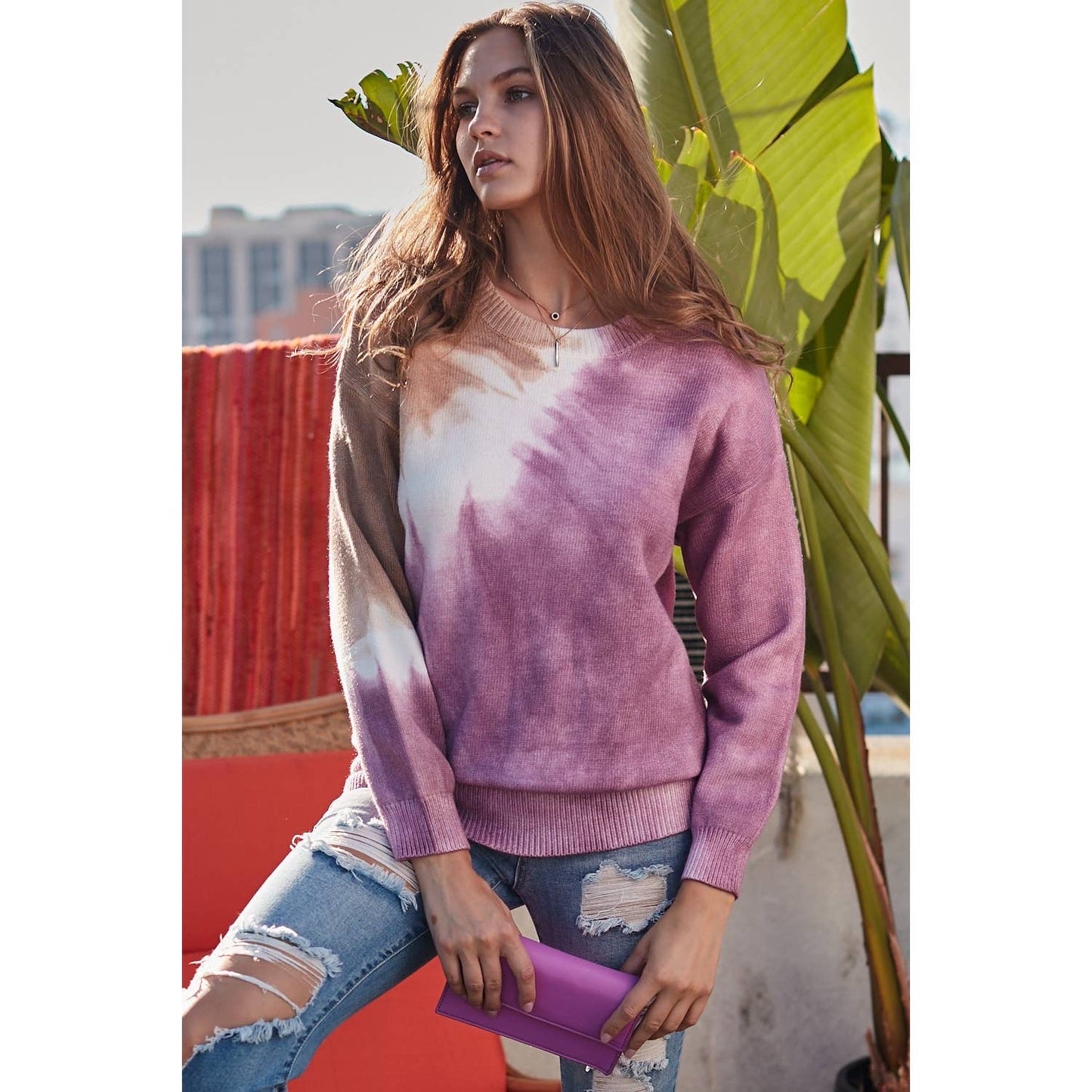 Dusty Lavender Tie Dye Sweater - Wild Luxe Boutique