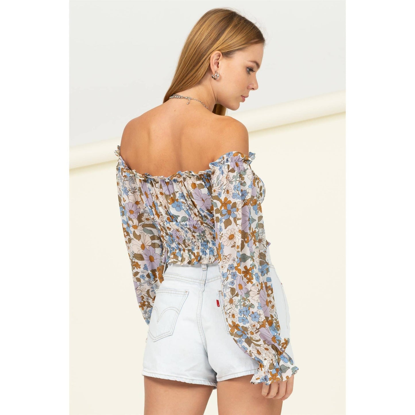 Summered Up Off Shoulder Floral Crop Top
