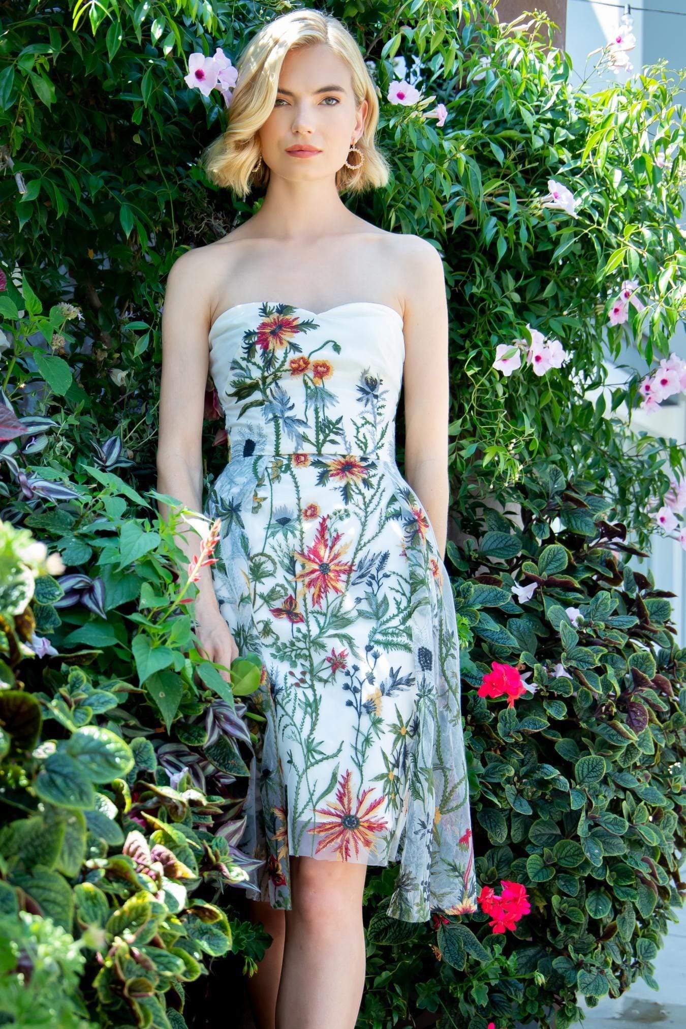 eva franco green dress Eva Franco Floral Textured Mini Dress
