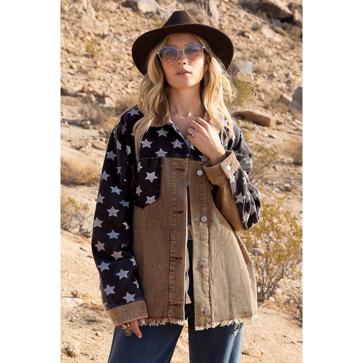 Corduroy Star Print Jacket - Wild Luxe Boutique
