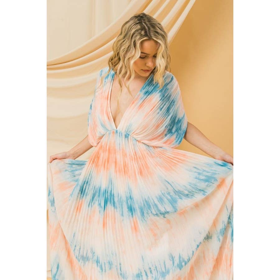 Watercolor Pleated Maxi Dress - Wild Luxe Boutique