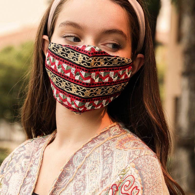 Idyllic Pattern Embroidered Face Mask - Wild Luxe Boutique