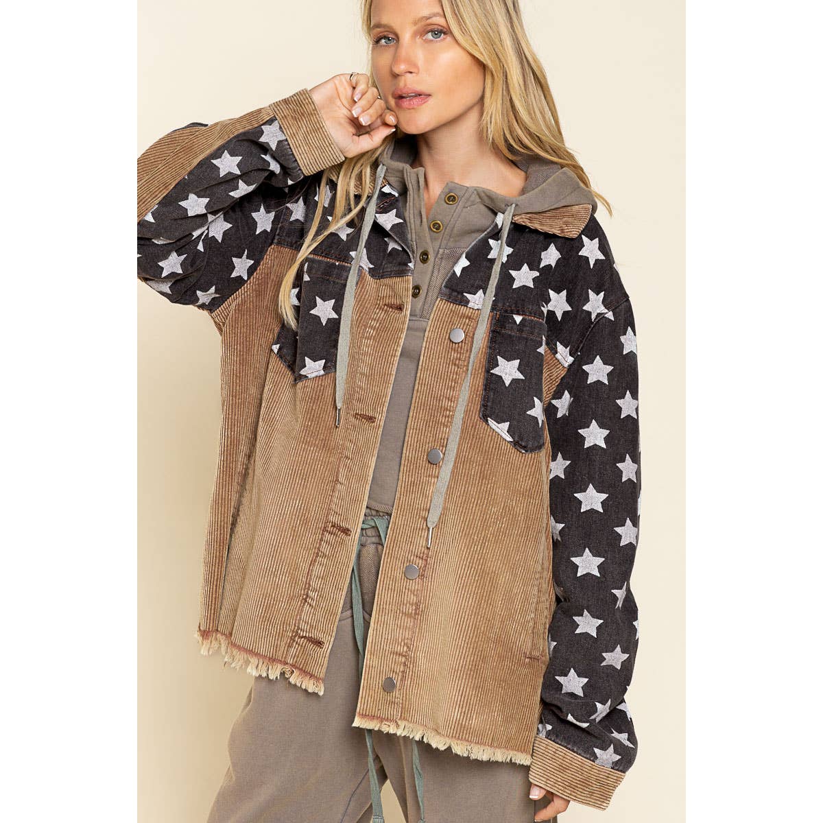 Corduroy Star Print Jacket - Wild Luxe Boutique