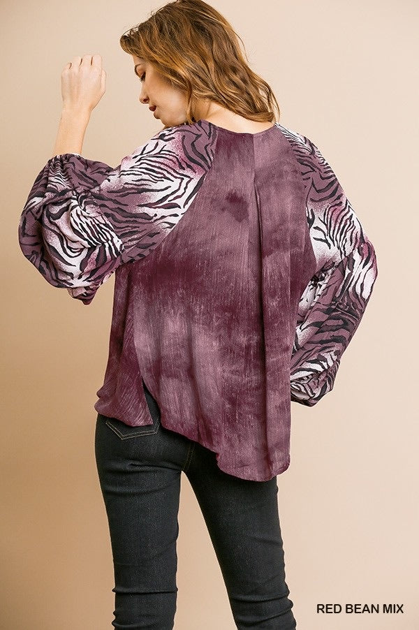 Zebra Print Hi-Lo Blouse - Wild Luxe Boutique