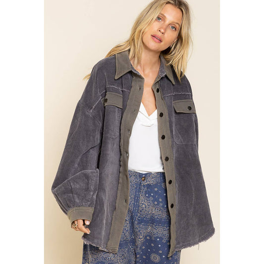 Deep Charcoal Vintage Corduroy Jacket - Wild Luxe Boutique