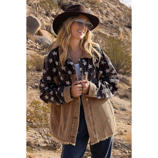 Corduroy Star Print Jacket - Wild Luxe Boutique