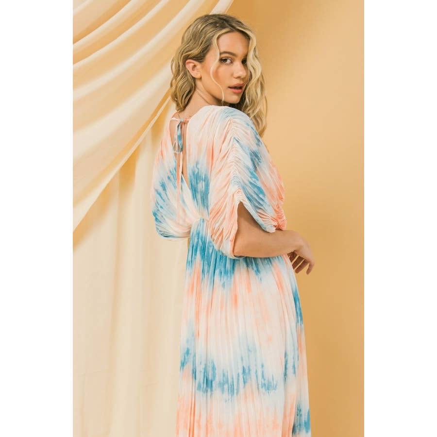 Watercolor Pleated Maxi Dress - Wild Luxe Boutique