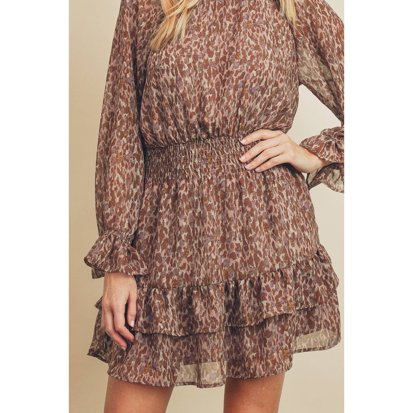 Leopard Mock-Neck Mini Dress
