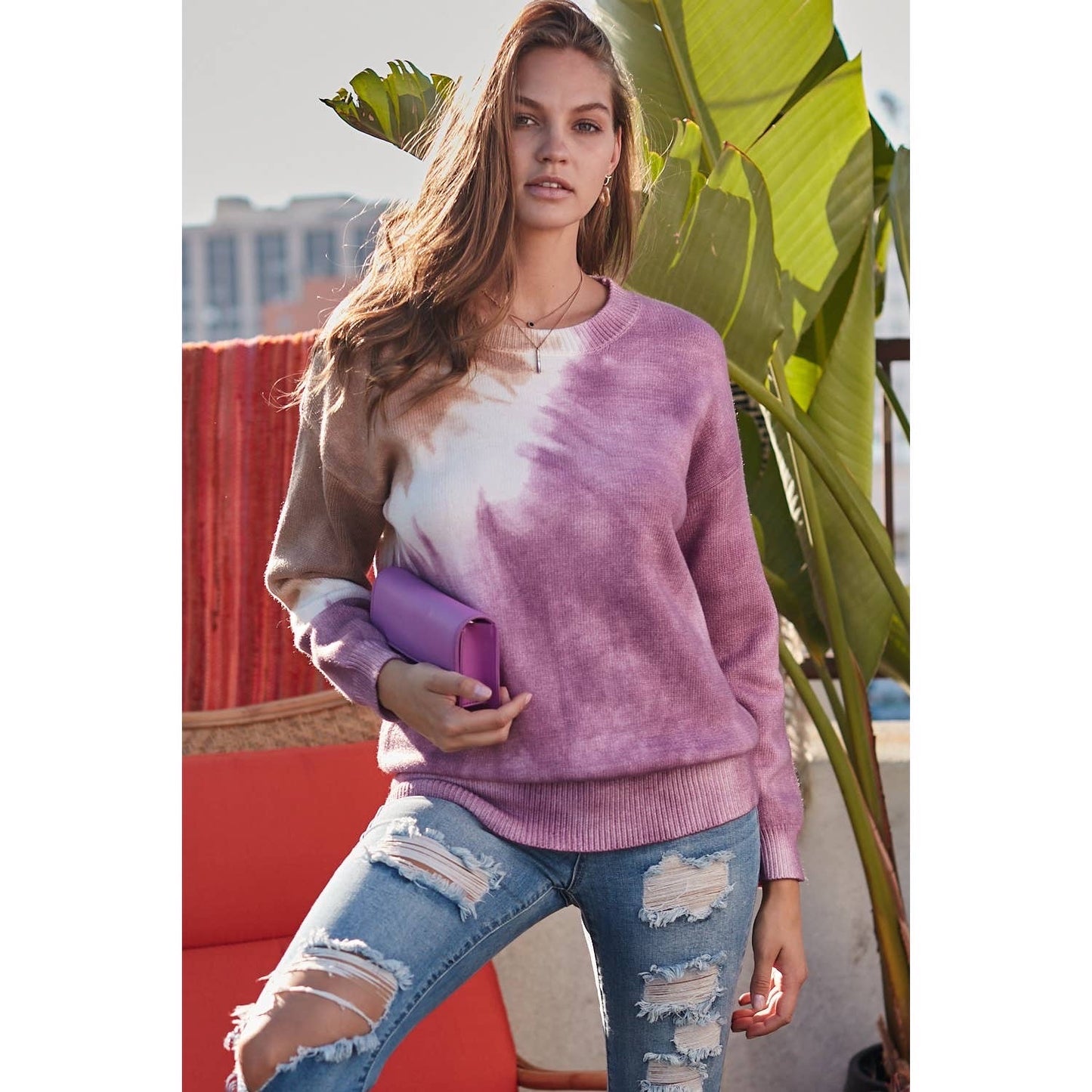 Dusty Lavender Tie Dye Sweater - Wild Luxe Boutique