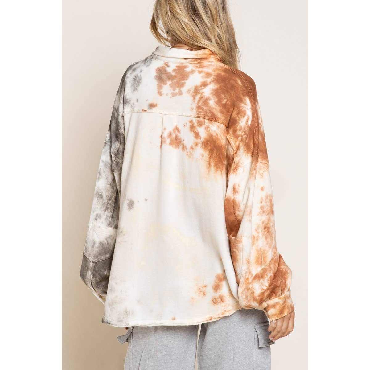 Tie Dye Utility Jacket in Toasted Coffee - Wild Luxe Boutique