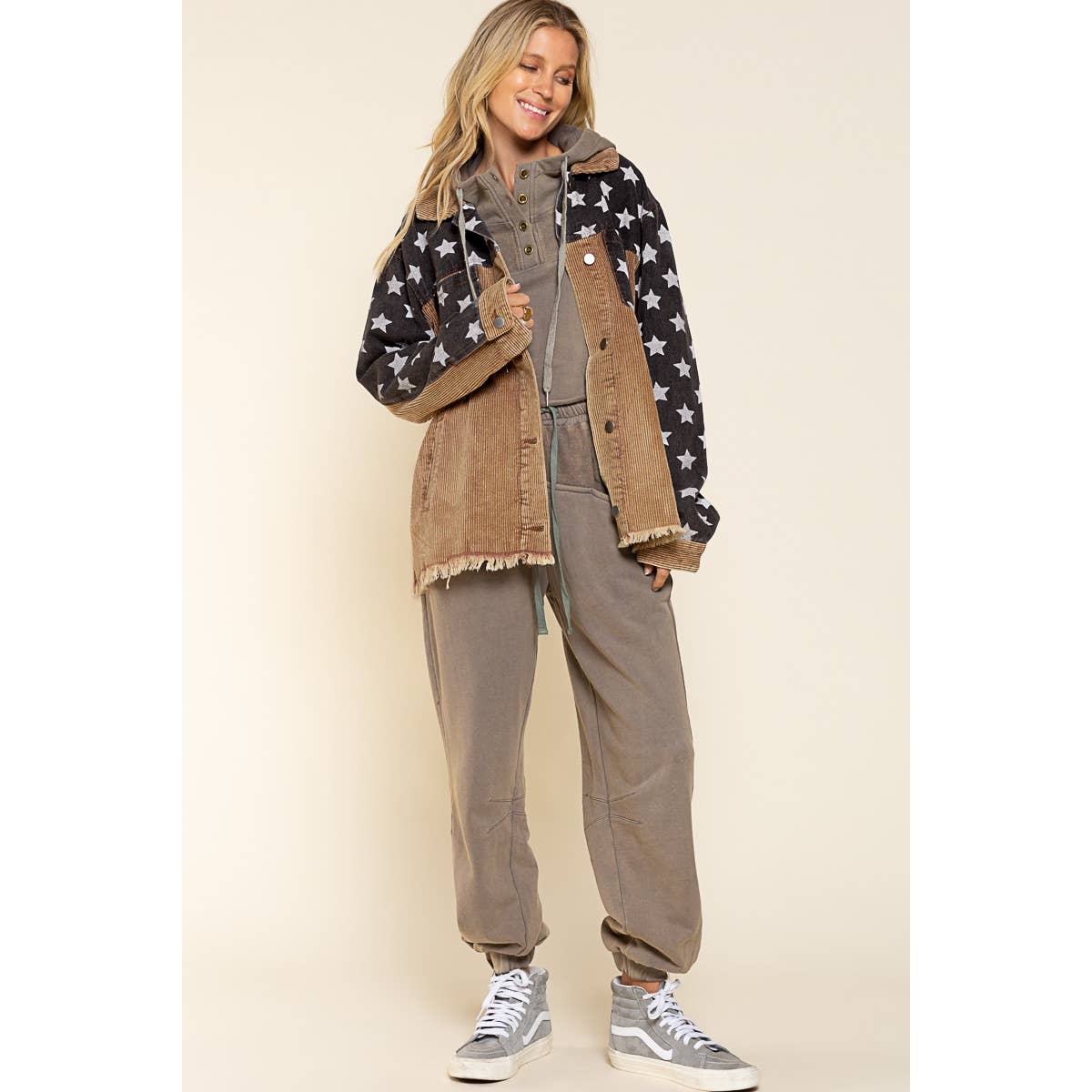 Corduroy Star Print Jacket - Wild Luxe Boutique