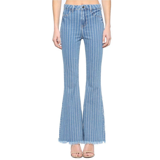 High-Rise Striped Flare Jeans - Wild Luxe Boutique