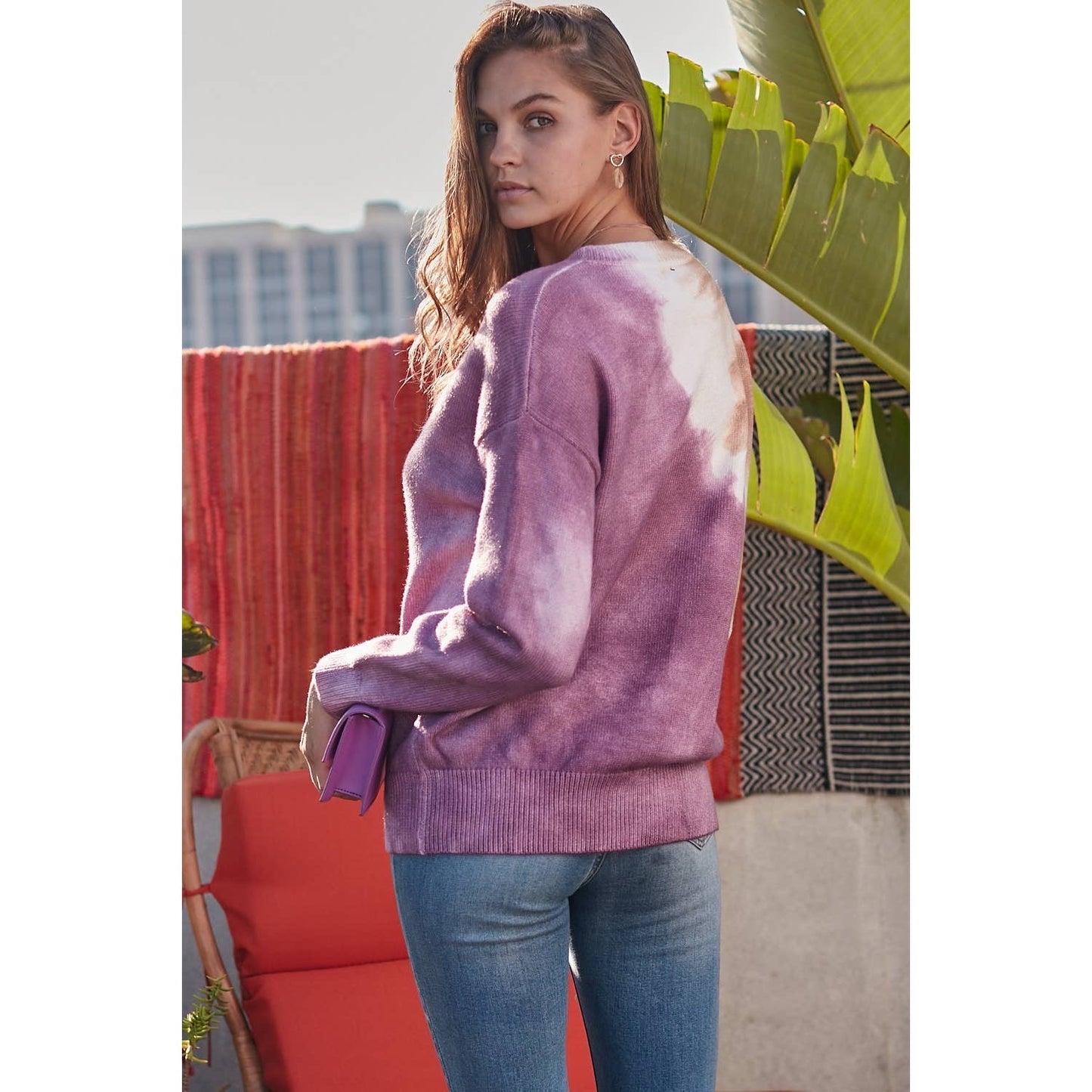 Dusty Lavender Tie Dye Sweater - Wild Luxe Boutique