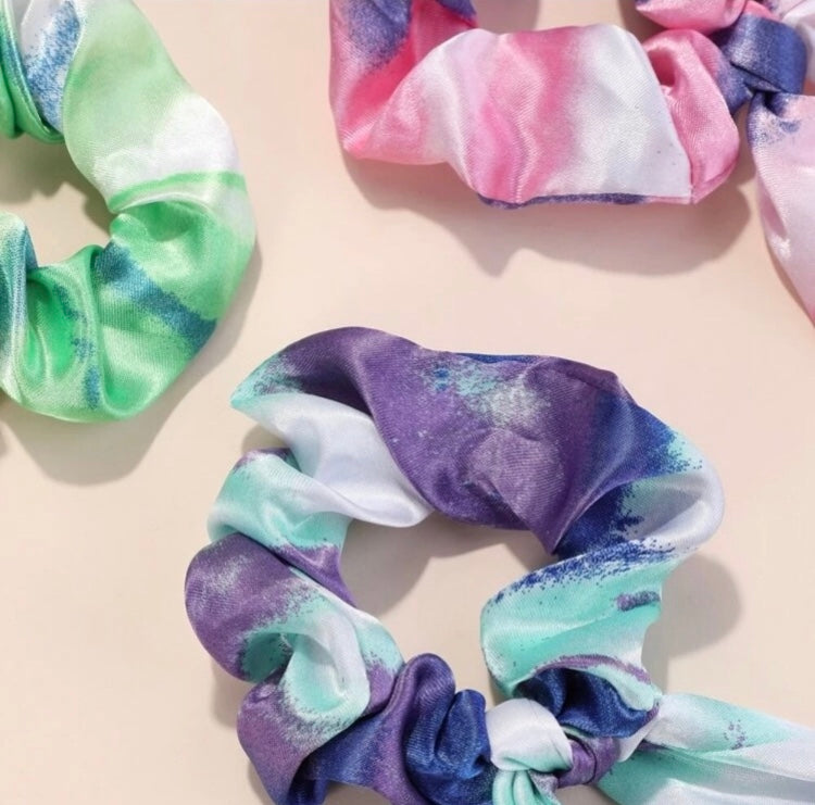 Tie Dye Knot Satin Scrunchie - Wild Luxe Boutique