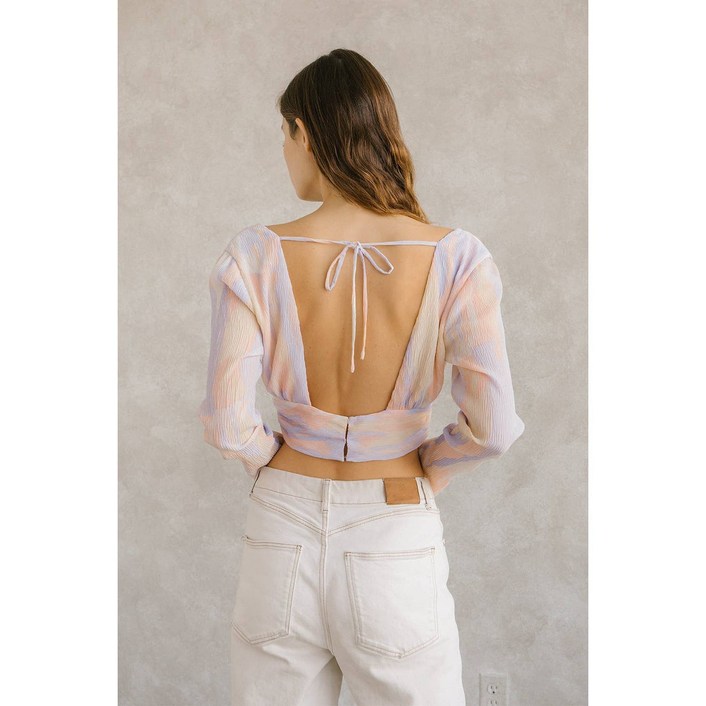 Pastel Multi-Color Crepe Cropped Top