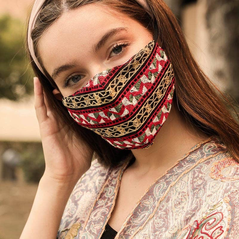 Idyllic Pattern Embroidered Face Mask - Wild Luxe Boutique