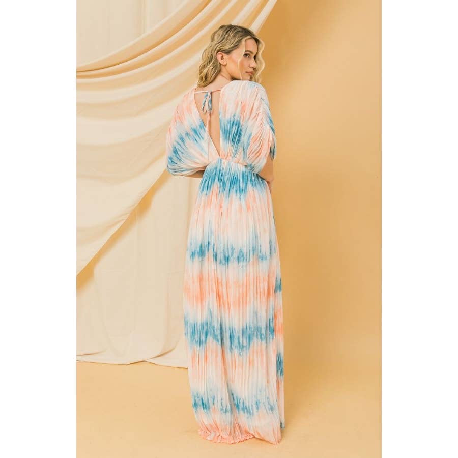 Watercolor Pleated Maxi Dress - Wild Luxe Boutique