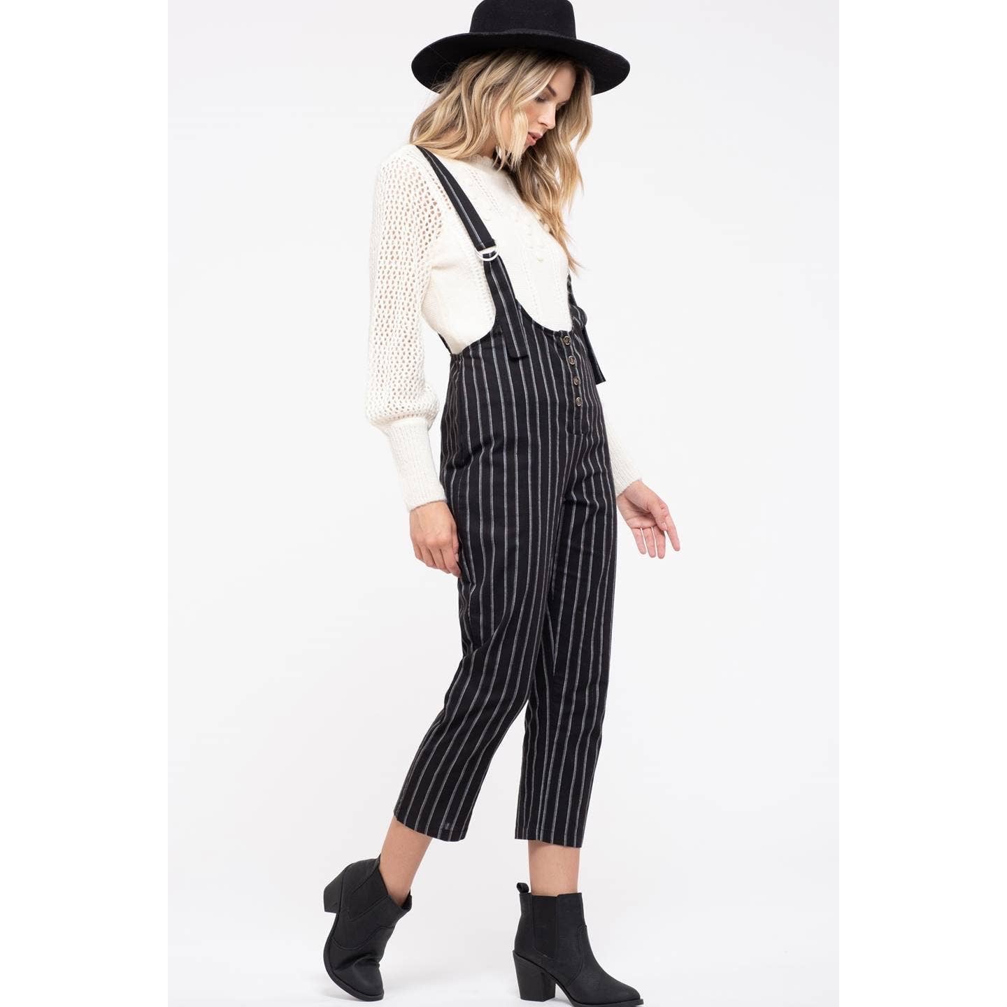 Black Pinstriped Jumpsuit - Wild Luxe Boutique